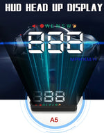 Geyiren A5 HUD Head Up Display per auto da 3,5 pollici con sistema GPS, display a due modalità, sensori di luce, velocità KM/h MPH, bussola, allarme di velocità, A5(Black), A5 (Green Light)