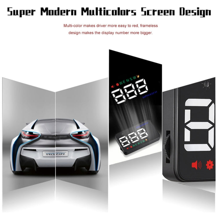 Geyiren A5 HUD Head Up Display per auto da 3,5 pollici con sistema GPS, display a due modalità, sensori di luce, velocità KM/h MPH, bussola, allarme di velocità, A5(Black), A5 (Green Light)
