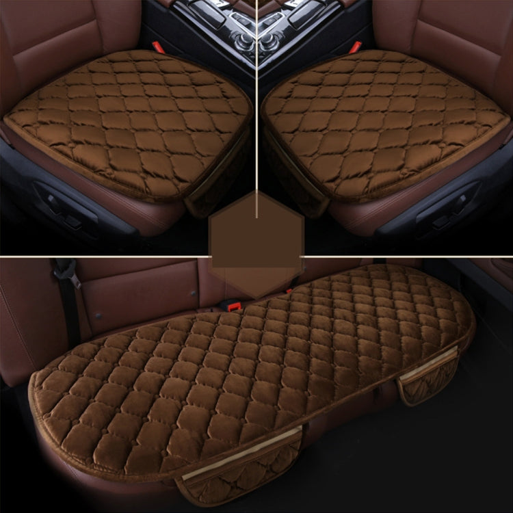 3 pezzi / set lussuoso coprisedile per auto caldo cuscino universale coprisedili anteriori posteriori per auto antiscivolo cuscino per sedia tappetini per auto caldi senza cuscino in peluche per lo schienale
