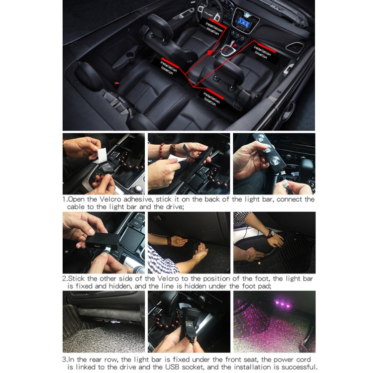 Lampada neon RGB 12 LED per auto con telecomando wireless