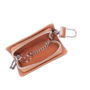 Borsa porta chiavi con cerniera universale in pelle con texture in polvere flash (non include la chiave), Flash Powder Texture Brown