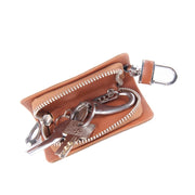 Borsa porta chiavi con cerniera universale in pelle con texture in polvere flash (non include la chiave), Flash Powder Texture Brown