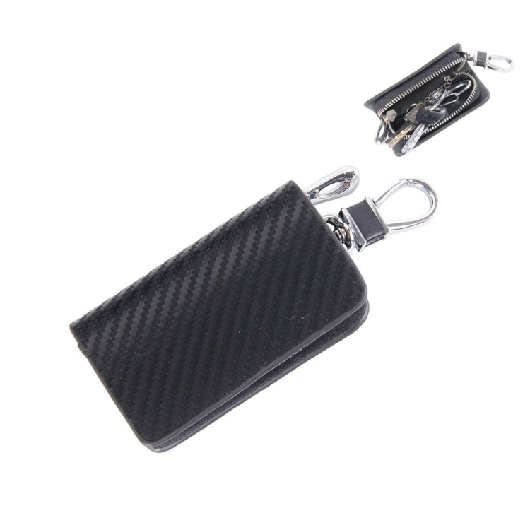 Borsa porta chiavi con cerniera universale in pelle con trama in fibra di carbonio (senza chiave inclusa), Carbon Fiber Texture
