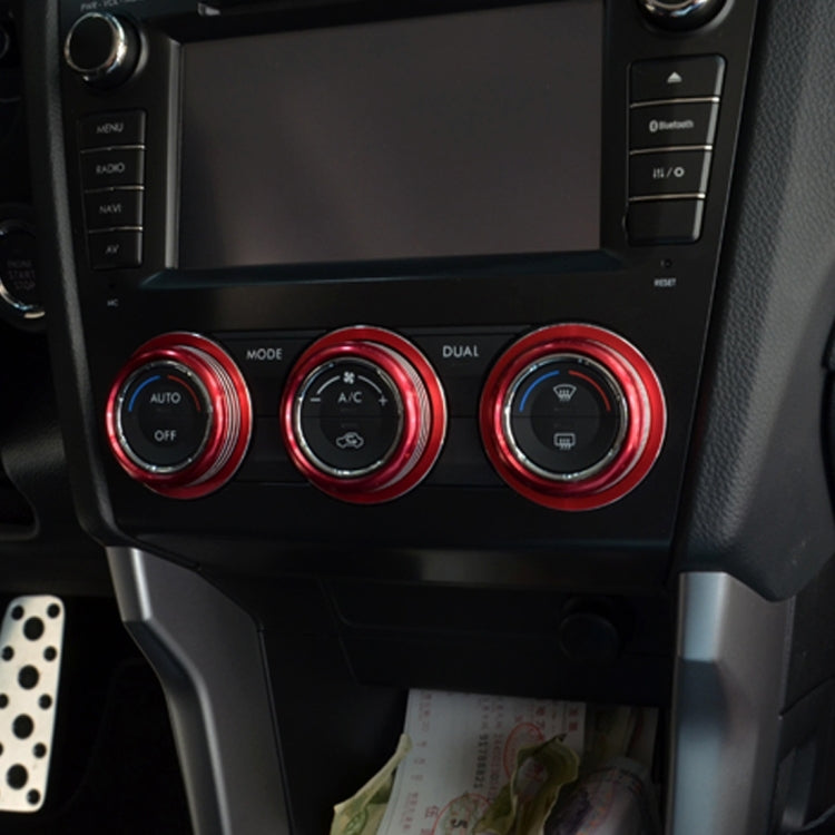 Custodia per manopola del condizionatore d'aria in alluminio per auto da 3 pezzi per Subaru, For Subaru(Black), For Subaru(Gold), For Subaru(Blue), For Subaru(Red), For Subaru(Silver)