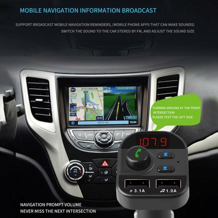 Kit per auto lettore musicale MP3 con trasmettitore FM Bluetooth con doppia ricarica USB 805E, supporto per chiamate in vivavoce e lettura di schede TF/musica su disco U, 805E