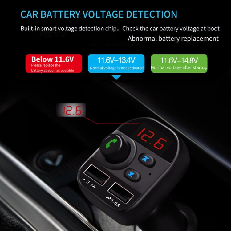 Kit per auto lettore musicale MP3 con trasmettitore FM Bluetooth con doppia ricarica USB 805E, supporto per chiamate in vivavoce e lettura di schede TF/musica su disco U, 805E