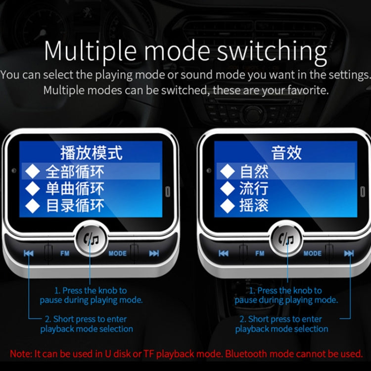 BC32 Caricatore per auto vivavoce Bluetooth con doppia ricarica USB, trasmettitore FM, lettore musicale MP3, kit per auto, supporto per chiamate in vivavoce, registrazione Micro SD e rilevamento della tensione, BC32