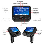 BC32 Caricatore per auto vivavoce Bluetooth con doppia ricarica USB, trasmettitore FM, lettore musicale MP3, kit per auto, supporto per chiamate in vivavoce, registrazione Micro SD e rilevamento della tensione, BC32