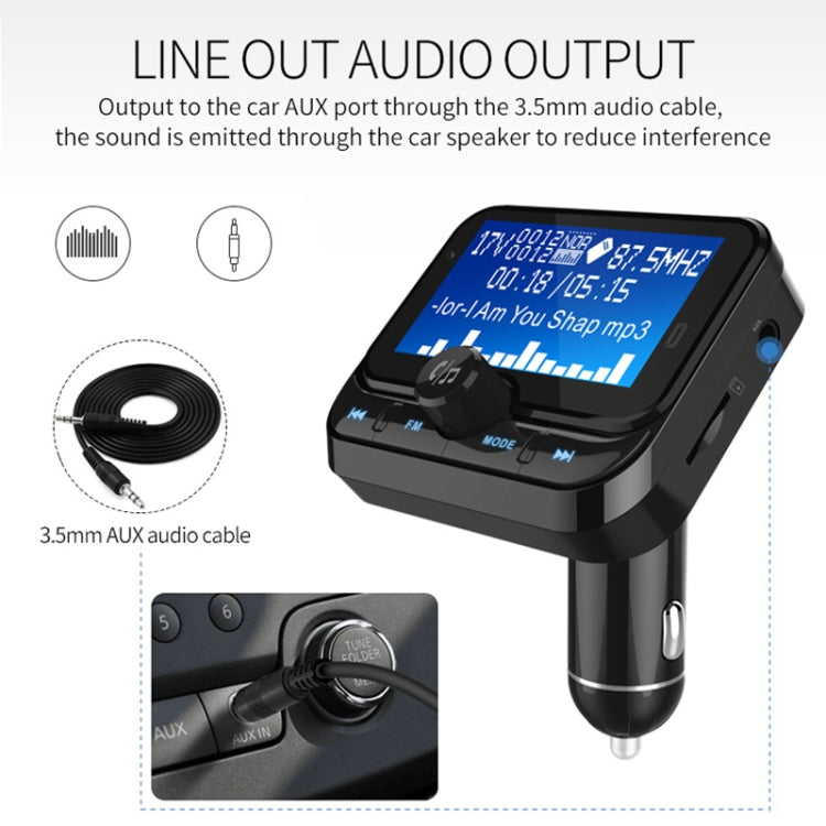 BC32 Caricatore per auto vivavoce Bluetooth con doppia ricarica USB, trasmettitore FM, lettore musicale MP3, kit per auto, supporto per chiamate in vivavoce, registrazione Micro SD e rilevamento della tensione, BC32