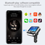 BC32 Caricatore per auto vivavoce Bluetooth con doppia ricarica USB, trasmettitore FM, lettore musicale MP3, kit per auto, supporto per chiamate in vivavoce, registrazione Micro SD e rilevamento della tensione, BC32