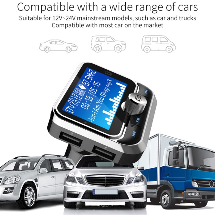 BC32 Caricatore per auto vivavoce Bluetooth con doppia ricarica USB, trasmettitore FM, lettore musicale MP3, kit per auto, supporto per chiamate in vivavoce, registrazione Micro SD e rilevamento della tensione, BC32