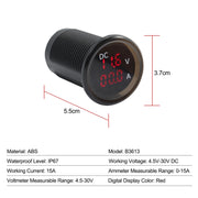 B3613 Voltmetro + amperometro da 4,5-30 V per modifica auto impermeabile IP67, B3613