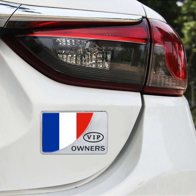 Adesivo decorativo in metallo VIP a forma rettangolare con bandiera francese per auto universale, France Flag (Gold), France Flag (Silver)
