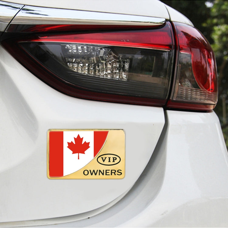 Adesivo decorativo in metallo VIP a forma rettangolare con bandiera canadese per auto universale, Canada Flag (Gold), Canada Flag (Silver)