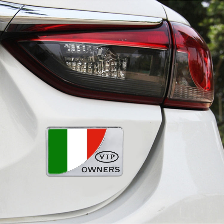 Adesivo decorativo in metallo VIP a forma rettangolare con bandiera italiana per auto universale, Italy Flag (Gold), Italy Flag (Silver)