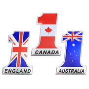 Adesivo decorativo in metallo a forma di bandiera universale per auto del Regno Unito numero 1, UK Flag Number 1 Shape