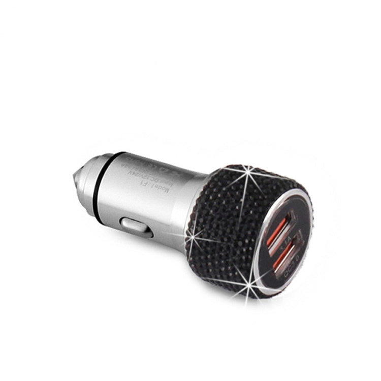 Caricatore rapido doppio USB QC3.0 in lega di alluminio Diamond per auto, QC3.0