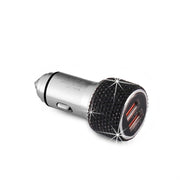 Caricatore rapido doppio USB QC3.0 in lega di alluminio Diamond per auto, QC3.0