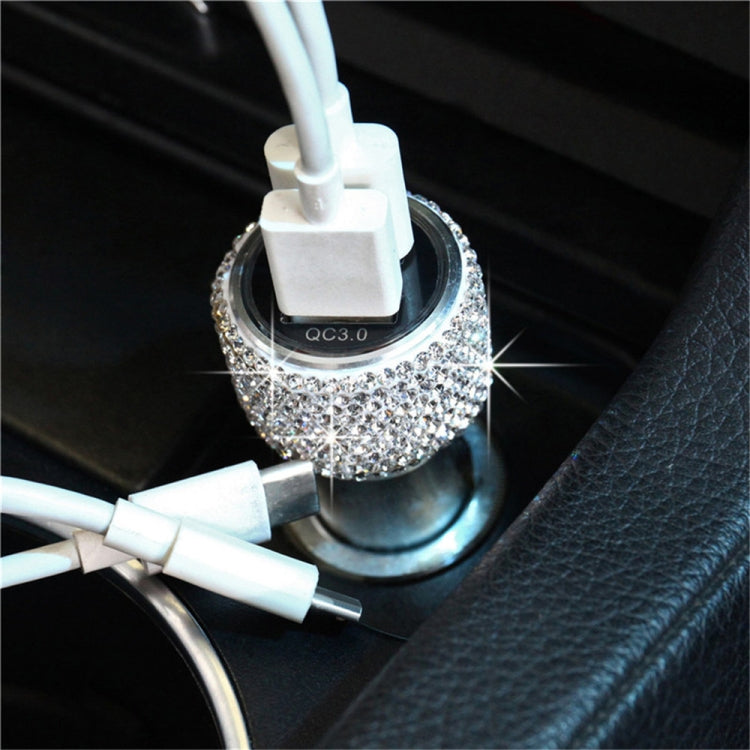 Caricatore rapido doppio USB QC3.0 in lega di alluminio Diamond per auto, QC3.0