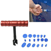 Kit di attrezzi per riparazione auto 19 in 1 Kit di attrezzi per riparazione ammaccature senza vernice Rimozione grandine Piccolo kit di attrezzi per riparazione ammaccature con martello scorrevole a barra rossa, 19 in 1 Small Red T Bar