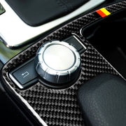 Auto Bandiera Tedesca In Fibra di Carbonio Guida A Sinistra Posizione del Cambio Pannello Adesivo Decorativo per Mercedes-Benz W204 2007-2013 / W212 2010-2012, Left Drive Gear Position (German Flag)
