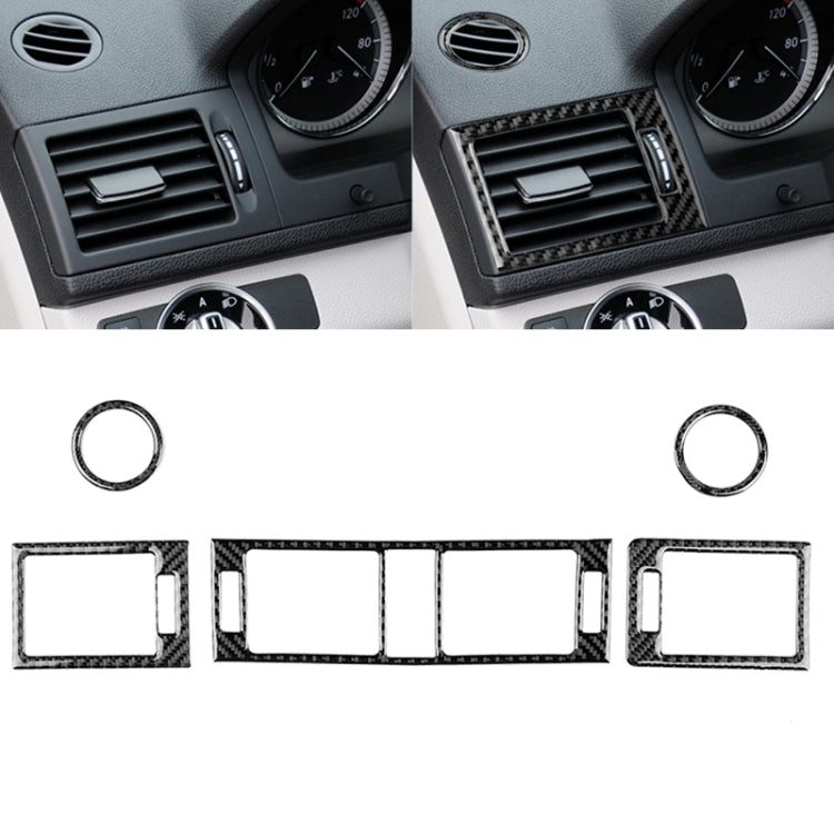 Anello di uscita aria in fibra di carbonio per auto + uscita aria intermedia + adesivo decorativo pannello uscita aria laterale per Mercedes-Benz W204 2007-2010, Air Outlet