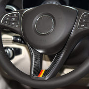 Adesivo decorativo per volante in fibra di carbonio con bandiera tedesca per auto per Mercedes-Benz, Steering Wheel (German Flag A)