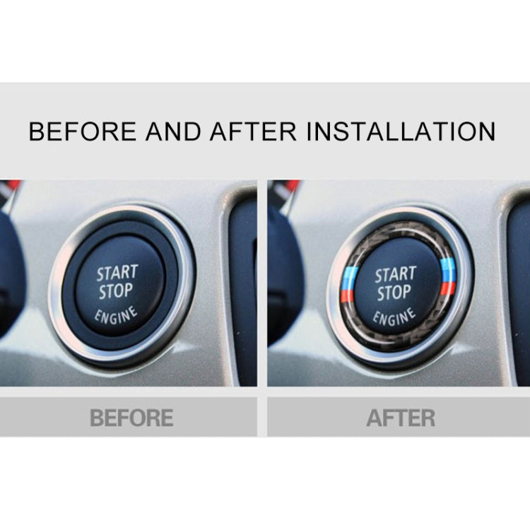 Pannello morbido in fibra di carbonio per auto, chiave di avvio del motore, anello di pulsante, adesivo decorativo per BMW E90 / E92 / E93 2005-2012, Soft  Ring Trim Decorative Sticker