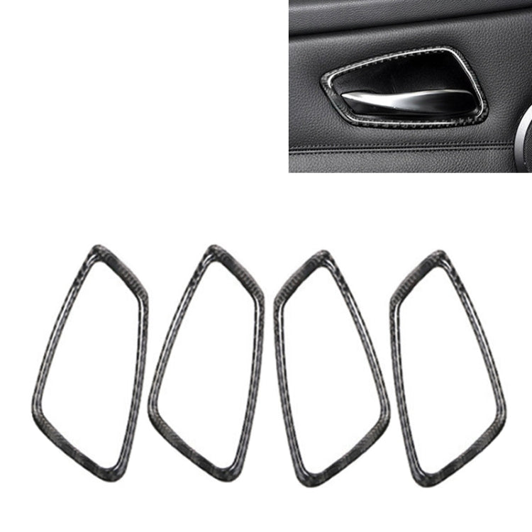 Adesivo decorativo in fibra di carbonio tinta unita per maniglia interna della portiera dell'auto da 4 pezzi per BMW E90 / E92 / E93 2005-2012, Solid Color Carbon Fiber Decorative