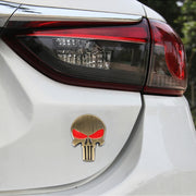 Adesivo per auto in metallo con teschio dorato e occhi rossi, Horrify Skull