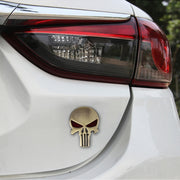 Adesivo per auto in metallo con teschio dorato e occhi rossi, Horrify Skull