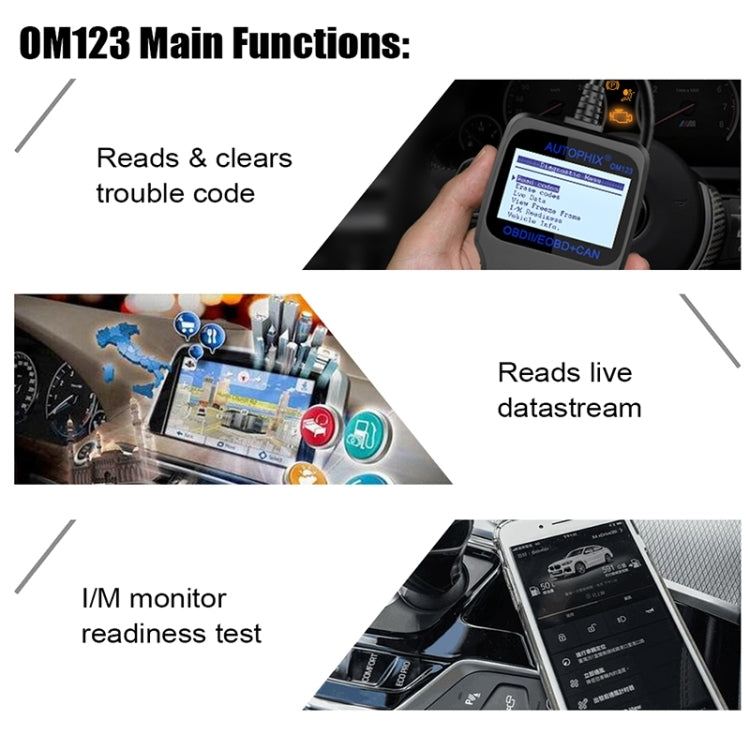 AUTOPHIX OM123 Lettore di codici EOBD per scanner portatile per auto OBD2 Strumento diagnostico per auto OBD 2 Scanner automobilistico, OM123, OM123 (Orange)