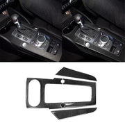 Adesivo decorativo per pannello ingranaggi in fibra di carbonio per auto da 3 pezzi per Audi A3, con decorazione del pulsante di avvio del motore, Gear Panel, Left Driving