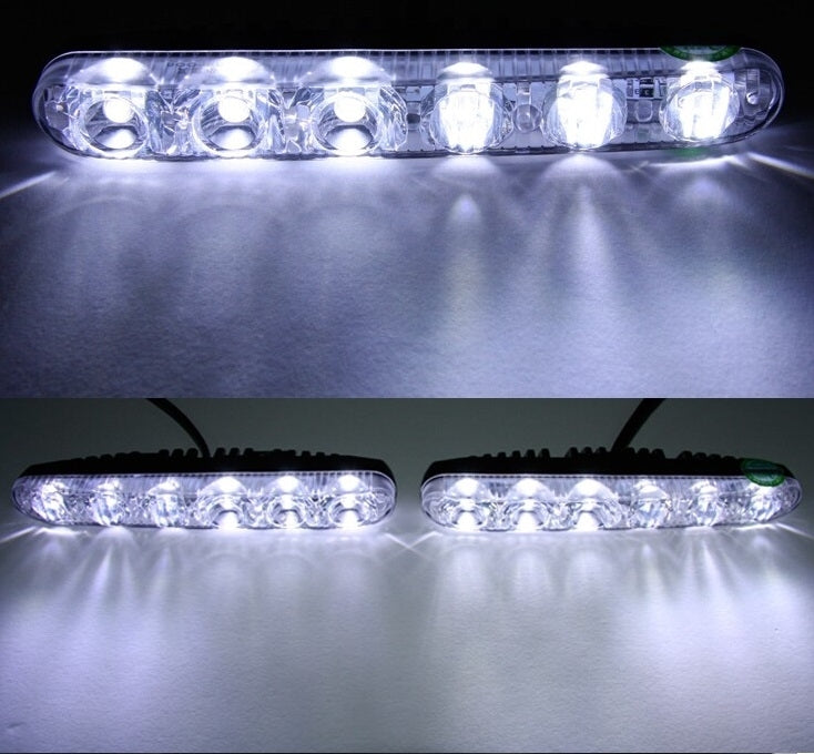 2 PZ LD-006 5730-6SMD 12W 1200LM 7000K Luce di marcia diurna a luce bianca.DC 12V, White Light+12W 1200LM/7000K