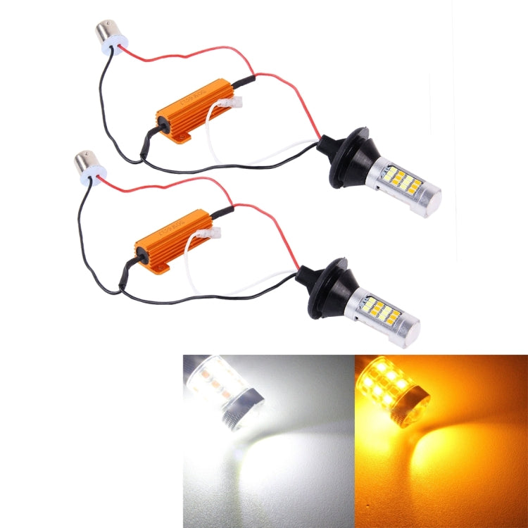 2 PZ 1156/BA15S/BAU15S 10W 1000 LM 6000K Luce bianca + gialla DRL e indicatore di direzione con 42 lampade SMD-2835-LED, DC 12-24V, 1156 42 SMD-2835-LED Lamp