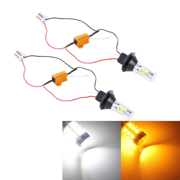 2 PZ 1156/BA15S/BAU15S 10W 1000LM 6000K Luce bianca + gialla DRL e indicatore di direzione con 20 lampade SMD-5730-LED, DC 12-24V, 1156 20 SMD-5730-LED Lamps
