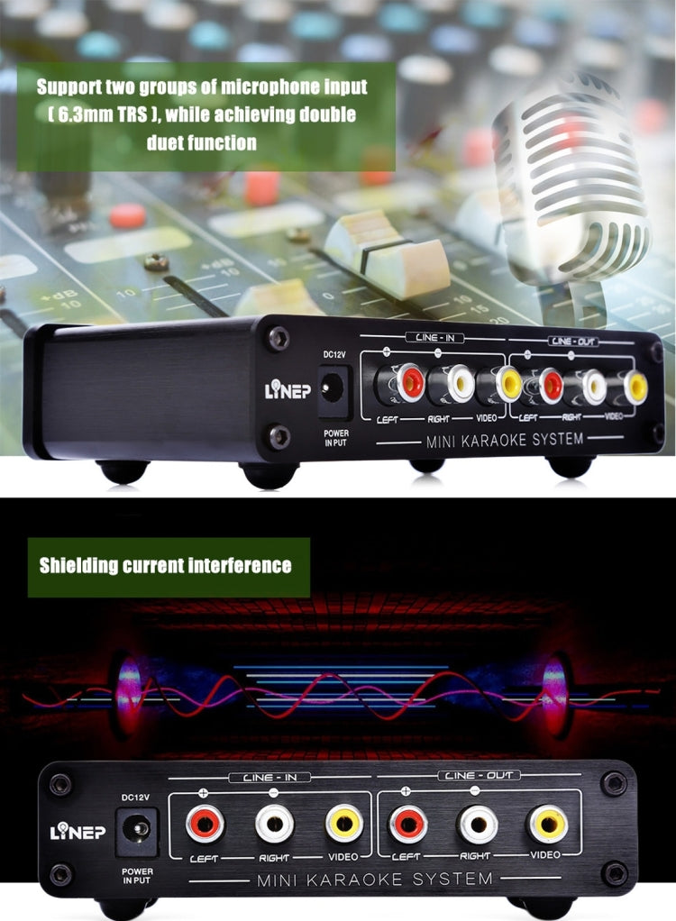 A933 Mini Karaoke Machine System Audio Mixer Amplifier for PC/TV/Cell Phones, Support RCA Input/2 Channel Microphone Input, A933