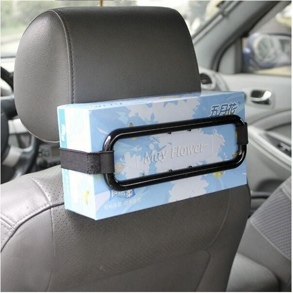 YQ-098 Porta fazzoletti da appendere per auto, nero, Car Hanging Tissue Box