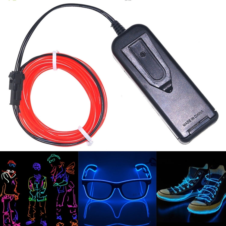 YouOKLight Neon EL Lampada a striscia flessibile rotonda fredda con scatola batteria da 3 V per decorazione auto per feste da ballo, lunghezza: 3 m, 3M Blue Light, 3M Grenn Light, 3M Red Light