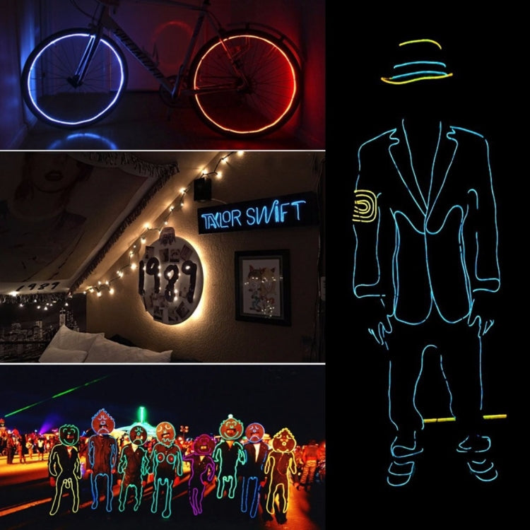 YouOKLight Neon EL Lampada a striscia flessibile rotonda fredda con scatola batteria da 3 V per decorazione auto per feste da ballo, lunghezza: 3 m, 3M Blue Light, 3M Grenn Light, 3M Red Light