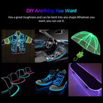 YouOKLight Neon EL Lampada a striscia flessibile rotonda fredda con scatola batteria da 3 V per decorazione auto per feste da ballo, lunghezza: 3 m, 3M Blue Light, 3M Grenn Light, 3M Red Light