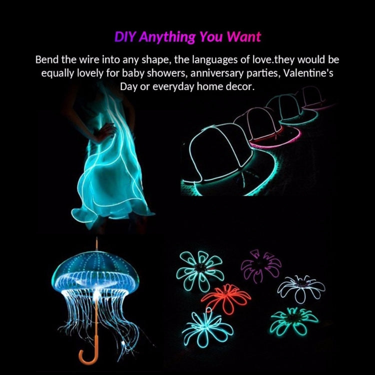 YouOKLight Neon EL Lampada a striscia flessibile rotonda fredda con scatola batteria da 3 V per decorazione auto per feste da ballo, lunghezza: 3 m, 3M Blue Light, 3M Grenn Light, 3M Red Light