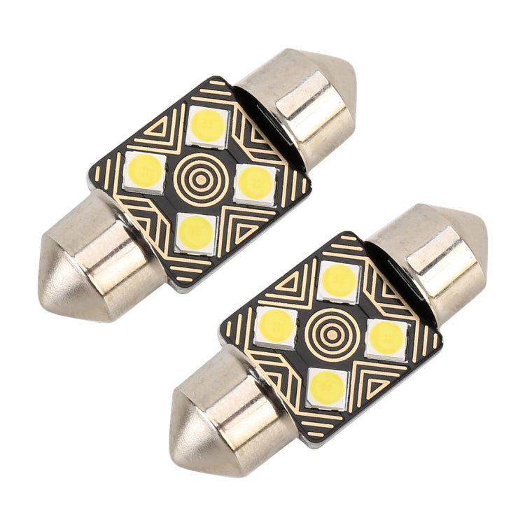 2 PZ 31mm DC12V / 1.5W / 6000K / 110LM 4LED SMD-3030 Lampada da lettura per auto Dome Light, con decodificatore, 31mm