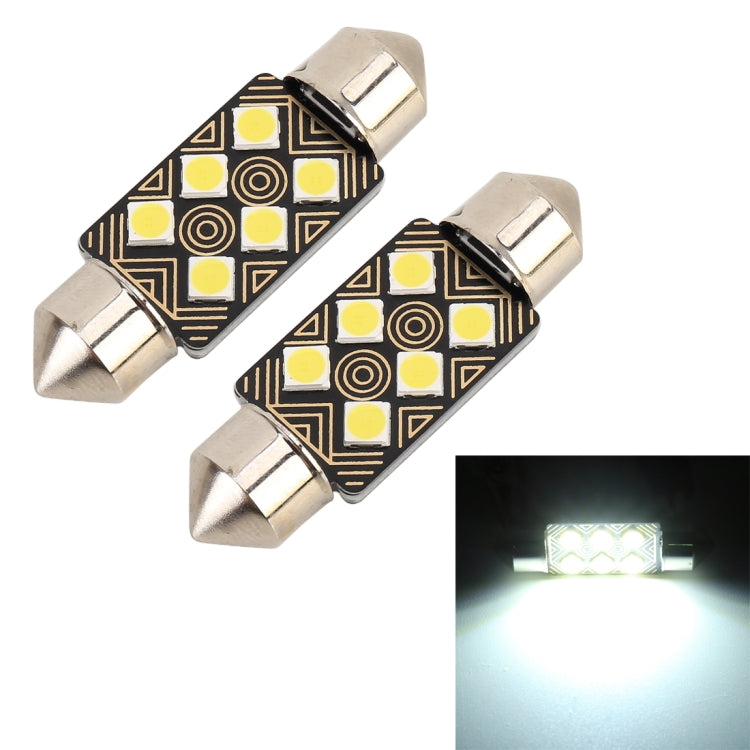 2 PZ 36mm DC12V / 1.5W / 6000K / 110LM 6LED SMD-3030 Lampada da lettura per auto Dome Light, con decodificatore, 36mm
