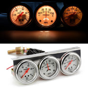 Misuratore triplo modificato per auto universale da 52 mm 12 V Calibro 3 in 1 Indicatore pressione olio + Indicatore temperatura acqua + Amperometro, con sensore, Car Modified Triple Meter 01