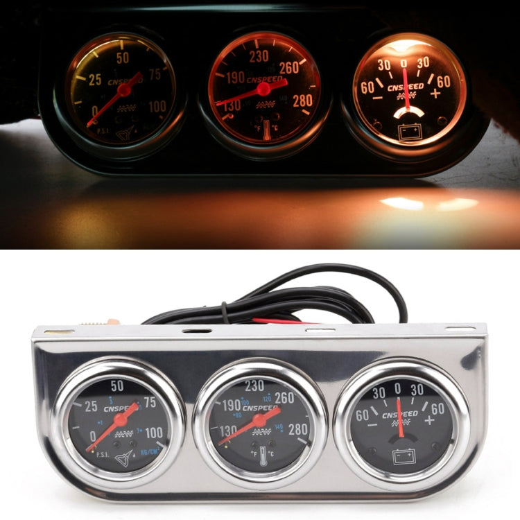 Misuratore triplo modificato per auto universale da 52 mm 12 V Indicatore pressione olio 3 in 1 + Indicatore temperatura acqua + Amperometro, con sensore, Car Modified Triple Meter 02