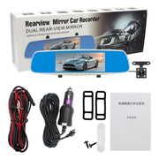 V100 Registratore per auto con specchietto retrovisore LCD touch screen da 7 pollici con fotocamera separata, visione grandangolare da 170 gradi, supporto visione notturna/video in loop/rilevamento movimento/sensore G/scheda TF, 7 inch