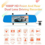 V100 Registratore per auto con specchietto retrovisore LCD touch screen da 7 pollici con fotocamera separata, visione grandangolare da 170 gradi, supporto visione notturna/video in loop/rilevamento movimento/sensore G/scheda TF, 7 inch