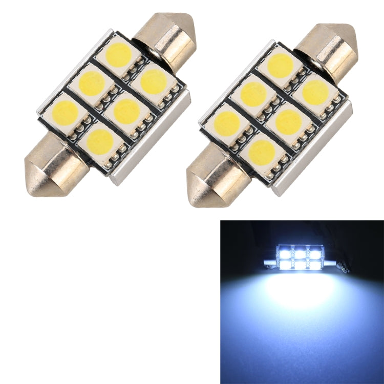 Lampada da lettura per auto 10 pz 36mm DC12V / 2W / 7000K / 80LM 6LED SMD-5050, 36mm, 6LEDs SMD-5050