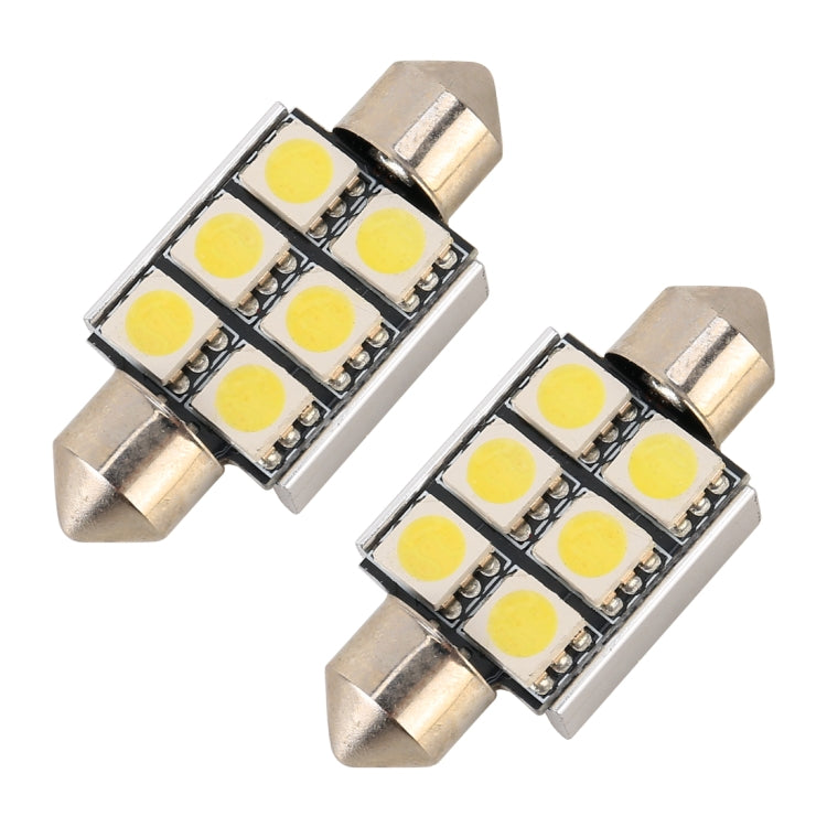 Lampada da lettura per auto 10 pz 36mm DC12V / 2W / 7000K / 80LM 6LED SMD-5050, 36mm, 6LEDs SMD-5050
